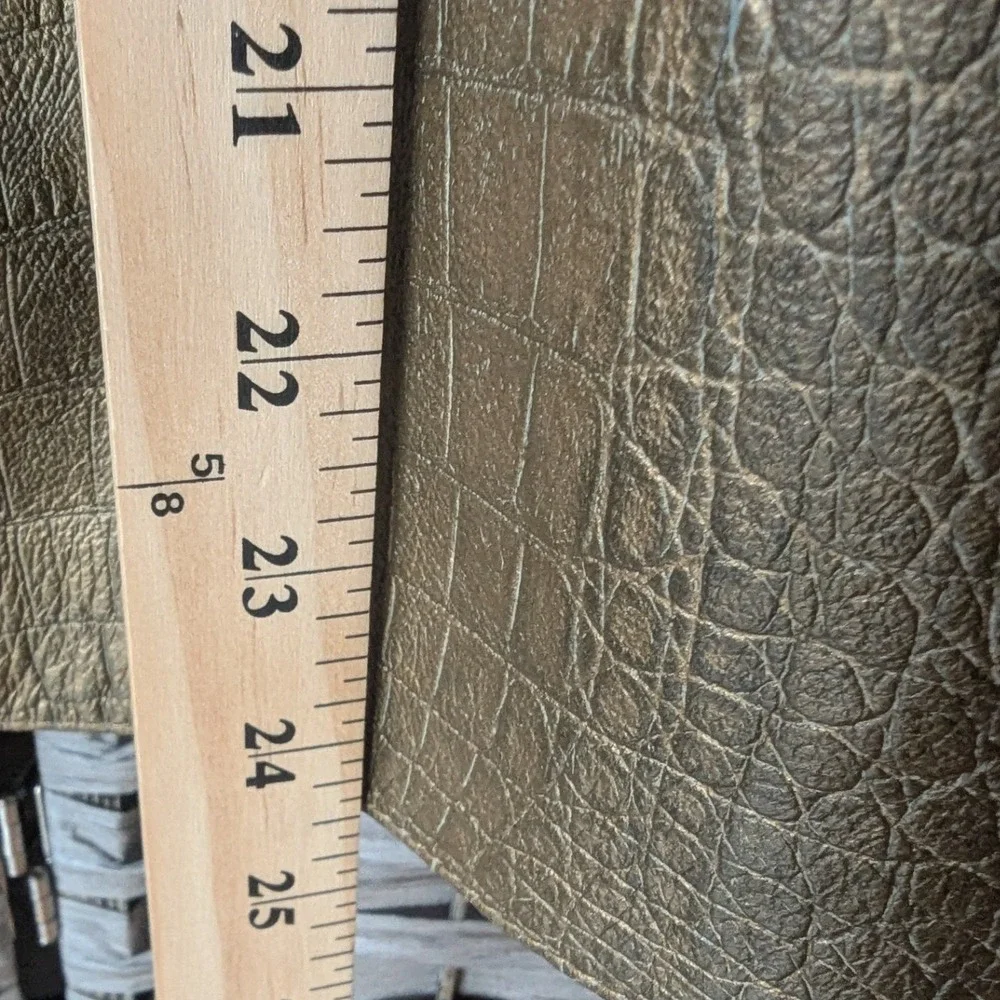 Chico's Leather Jacket Gold Croc Embossed Metallic Sz 1‎ (M 8/10) Glam Mobwife